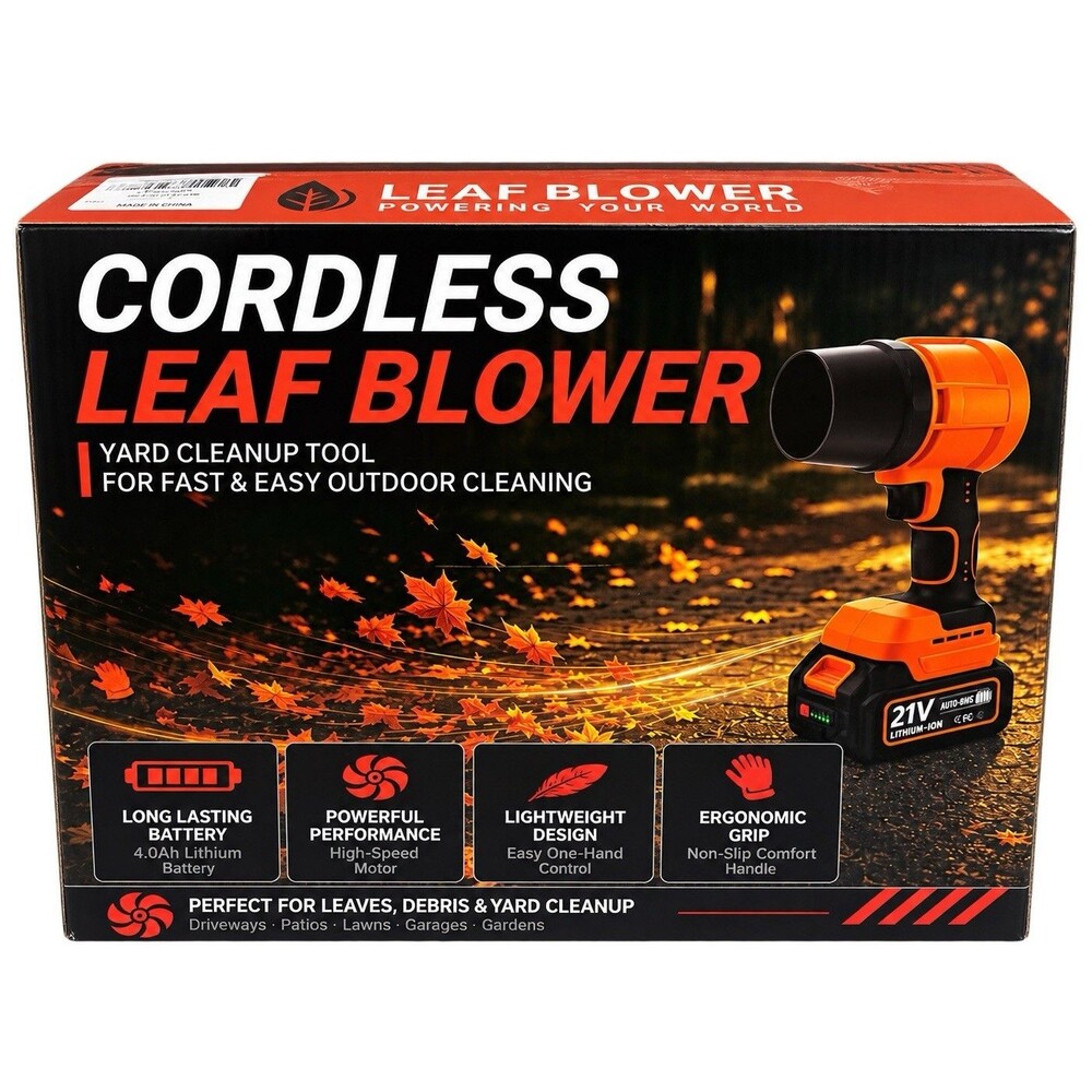 21V Handheld High Speed Leaf Blower 2 Batteries Lightweight 2 Extensions Case